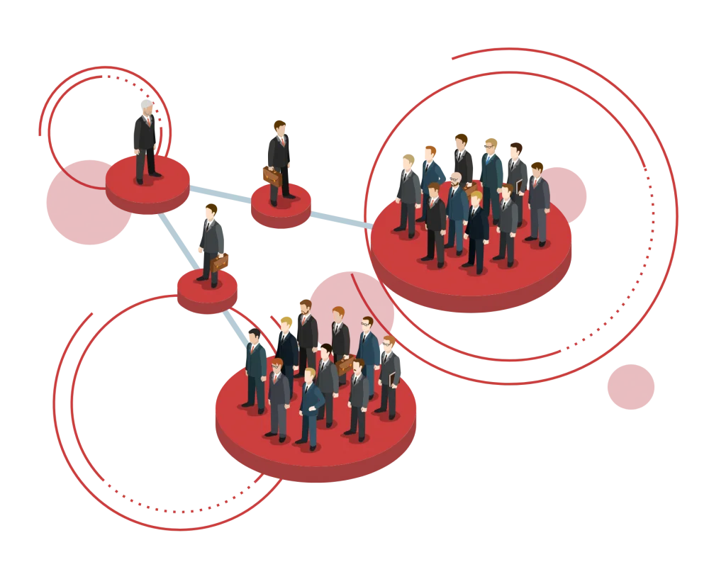 Ilustración de organización de equipos de trabajo