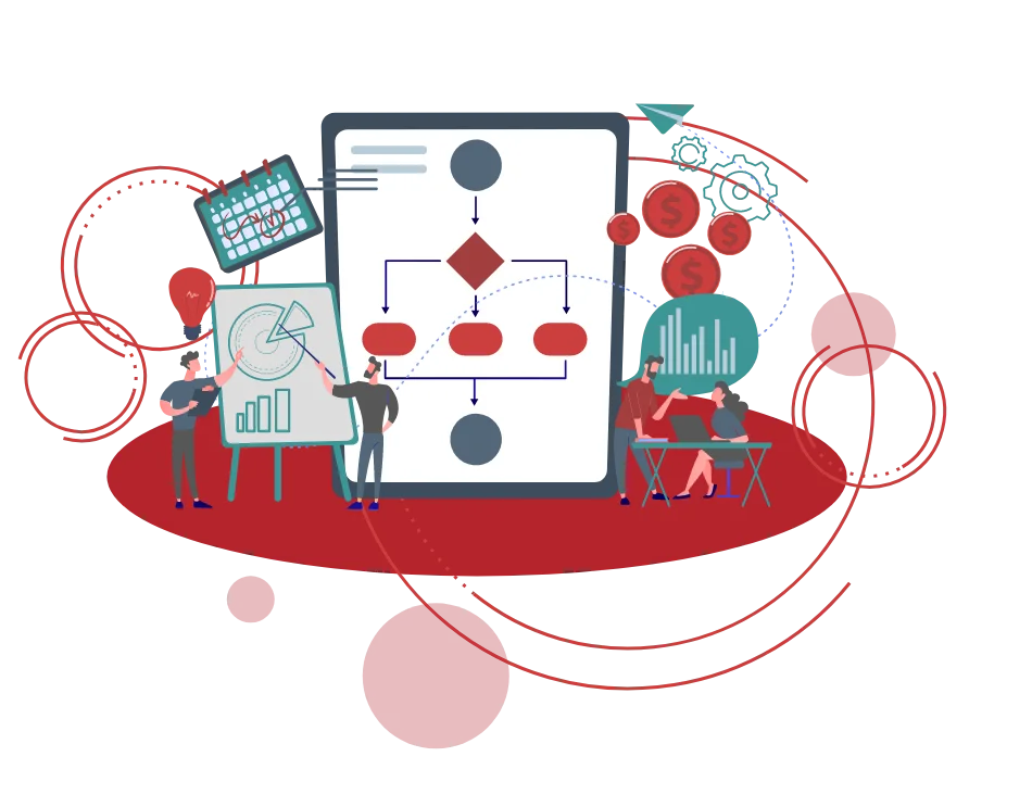 Ilustración de gestión y organización de procesos empresariales